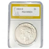 1923-D Silver Peace Dollar PGA MS63+