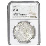 1887 Morgan Silver Dollar NGC MS65