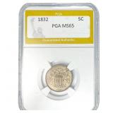 1832 Shield Nickel PGA MS65