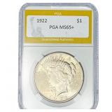 1922 Silver Peace Dollar PGA MS65+