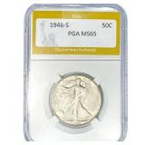1946-S Walking Liberty Half Dollar PGA MS65