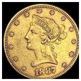 1887-S Gold $10 Liberty Head Eagle CLOSELY UNCIRCU
