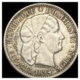 1894 Haiti Silver 20 Cents NEARLY UNCIRCULATED