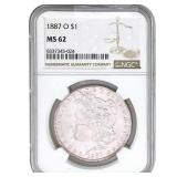 1887-O Morgan Silver Dollar NGC MS62
