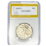 1943-S Walking Liberty Half Dollar PGA MS66
