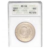 1953 Washington Carver Half Dollar ANACS MS64