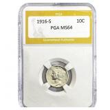 1916-S Mercury Silver Dime PGA MS64