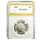 1892 Barber Quarter PGA MS66