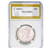 1943-S Walking Liberty Half Dollar PGA MS66+