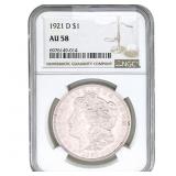 1921-D Morgan Silver Dollar NGC AU58