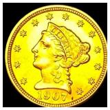 1907 Liberty Head Gold Quarter Eagle $2.50 UNCIRCU