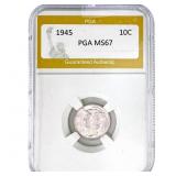 1945 Mercury Silver Dime PGA MS67