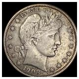 1908 Silver Barber Half Dollar NEARLY UNCIRCULATED