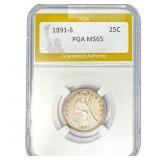 1891-S Seated Liberty Quarter PGA MS65