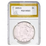 1935-S Silver Peace Dollar PGA MS63
