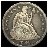 1846-O Silver Seated Liberty Dollar LIGHTLY CIRCUL