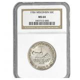1936 Wisconsin Half Dollar NGC MS64