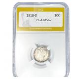 1918-D Mercury Silver Dime PGA MS62