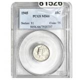 1945 Mercury Silver Dime PCGS MS66