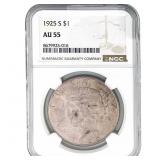 1925-S Silver Peace Dollar NGC AU55