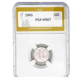 1945 Mercury Silver Dime PGA MS67