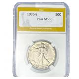 1935-S Walking Liberty Half Dollar PGA MS65
