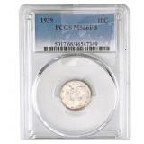 1939 Mercury Silver Dime PCGS MS66 FB