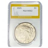 1925 Silver Peace Dollar PGA MS62