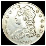 1836 Silver Half Dollar CLOSELY UNCIRCULATED