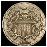 1869 Copper 2 Cents NICELY CIRCULATED