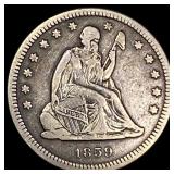 1859-O Silver Seated Liberty Quarter ABOUT UNCIRCU
