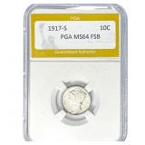 1917-S Mercury Silver Dime PGA MS64 FSB