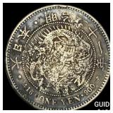 Japan Meji Period Silver 1 Yen Chopmarks NEARLY U