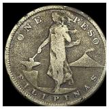 1907-S Silver One Peso Philippines NICELY CIRCULAT