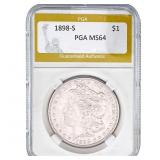 1898-S Morgan Silver Dollar PGA MS64