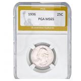 1936 Washington Silver Quarter PGA MS65