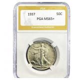 1937 Walking Liberty Half Dollar PGA MS65+