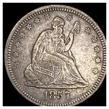 1857 Seated Liberty Silver Quarter NEARLY UNCIRCUL