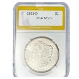 1921-D Morgan Silver Dollar PGA MS65