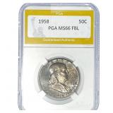 1958 Franklin Half Dollar PGA MS66 FBL