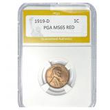 1919-D Wheat Cent PGA MS65 RED