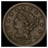 1855 Braided Hair Large Cent NEARLY UNCIRCULATED
