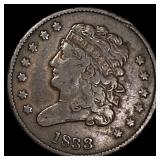 1833 Copper Half Cent CHOICE AU