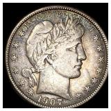 1907-D Silver Barber Half Dollar CLOSELY UNCIRCULA