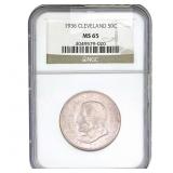 1936 Cleveland Half Dollar NGC MS65