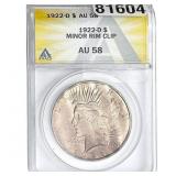 1922-D Silver Peace Dollar ANACS AU58 Minor RIM CL