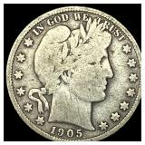 1905-S Silver Barber Half Dollar NICELY CIRCULATED