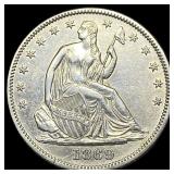 1869 Seated Liberty Half Dollar CLOSELY UNCIRCULAT