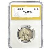 1948-S Washington Silver Quarter PGA MS66
