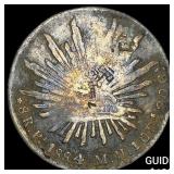 1884 Mexico Silver 1 Peso  NEARLY UNCIRCULATED